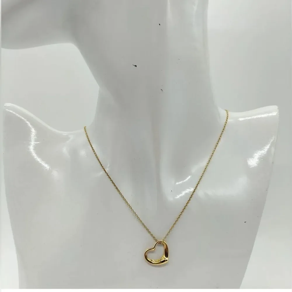 Tiffany and Co. Pendant Necklace Open Heart Peretti 18k Yellow Gold